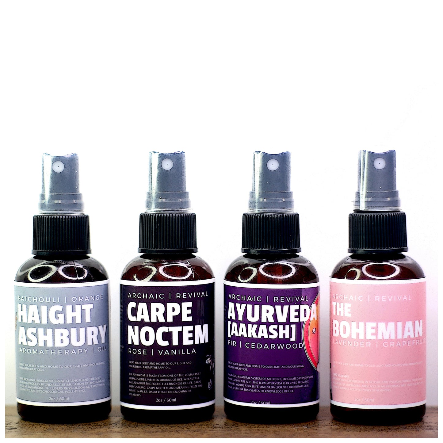 Wide shot of Yoga Mat Spray packaging by Archaic Revival