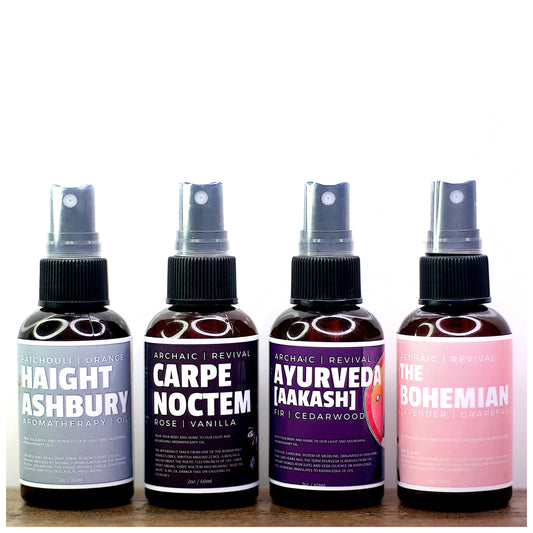 Wide shot of Yoga Mat Spray packaging by Archaic Revival