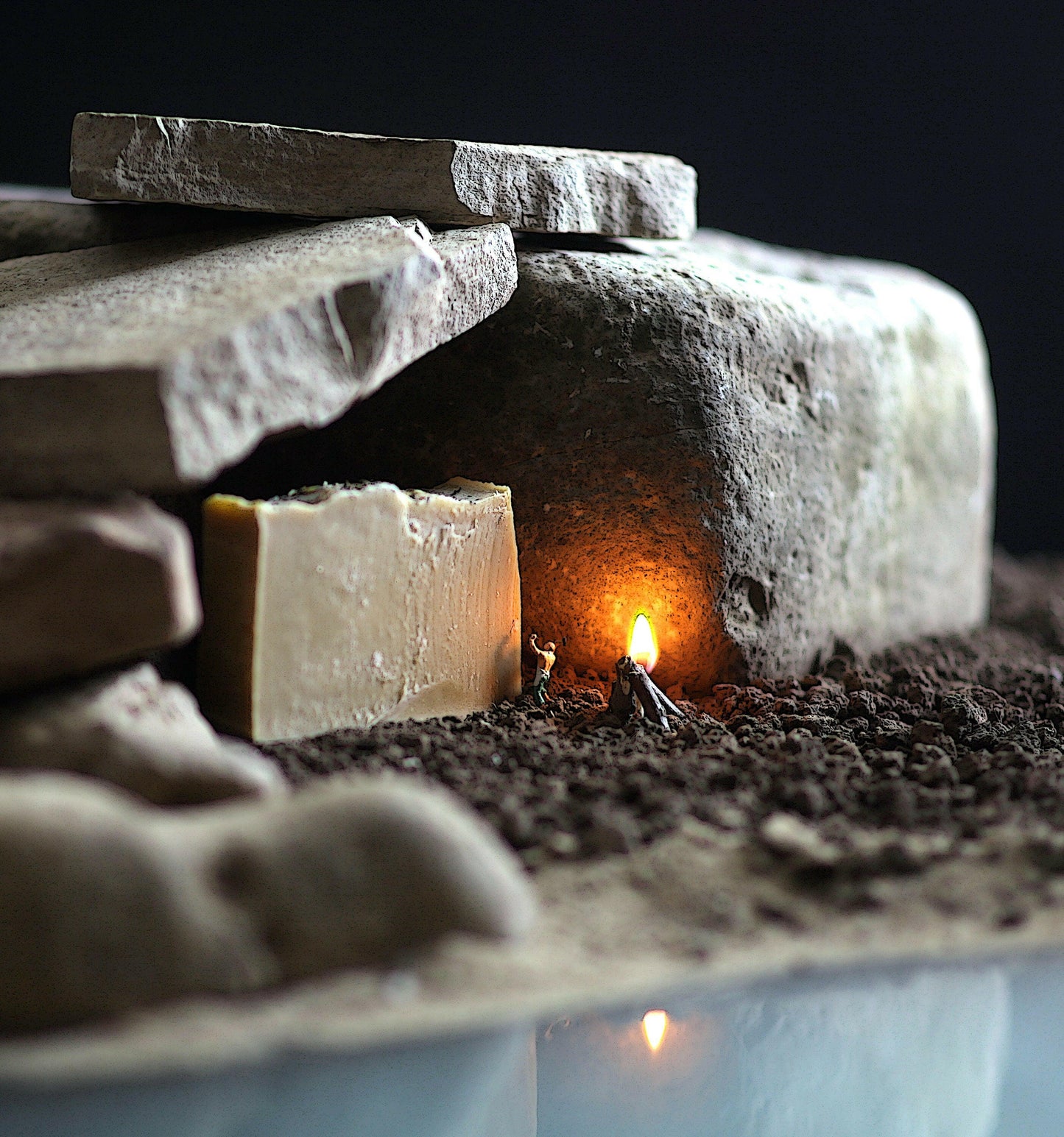 Archaic Revivals Turmeric and French Yellow Clay inside a mini Paleolithic Cave