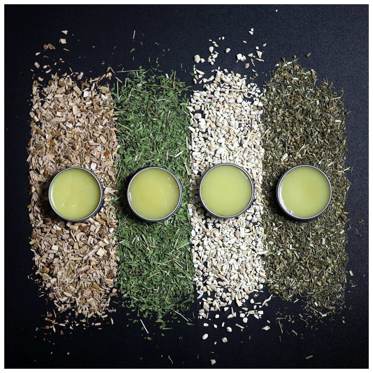 Overhead shot of Archaic Revivals Salve Set with ingredients.