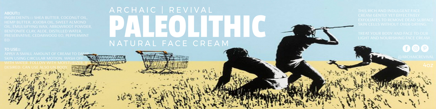 Full length label for Archaic Revival's Men's Natural Face Cream.