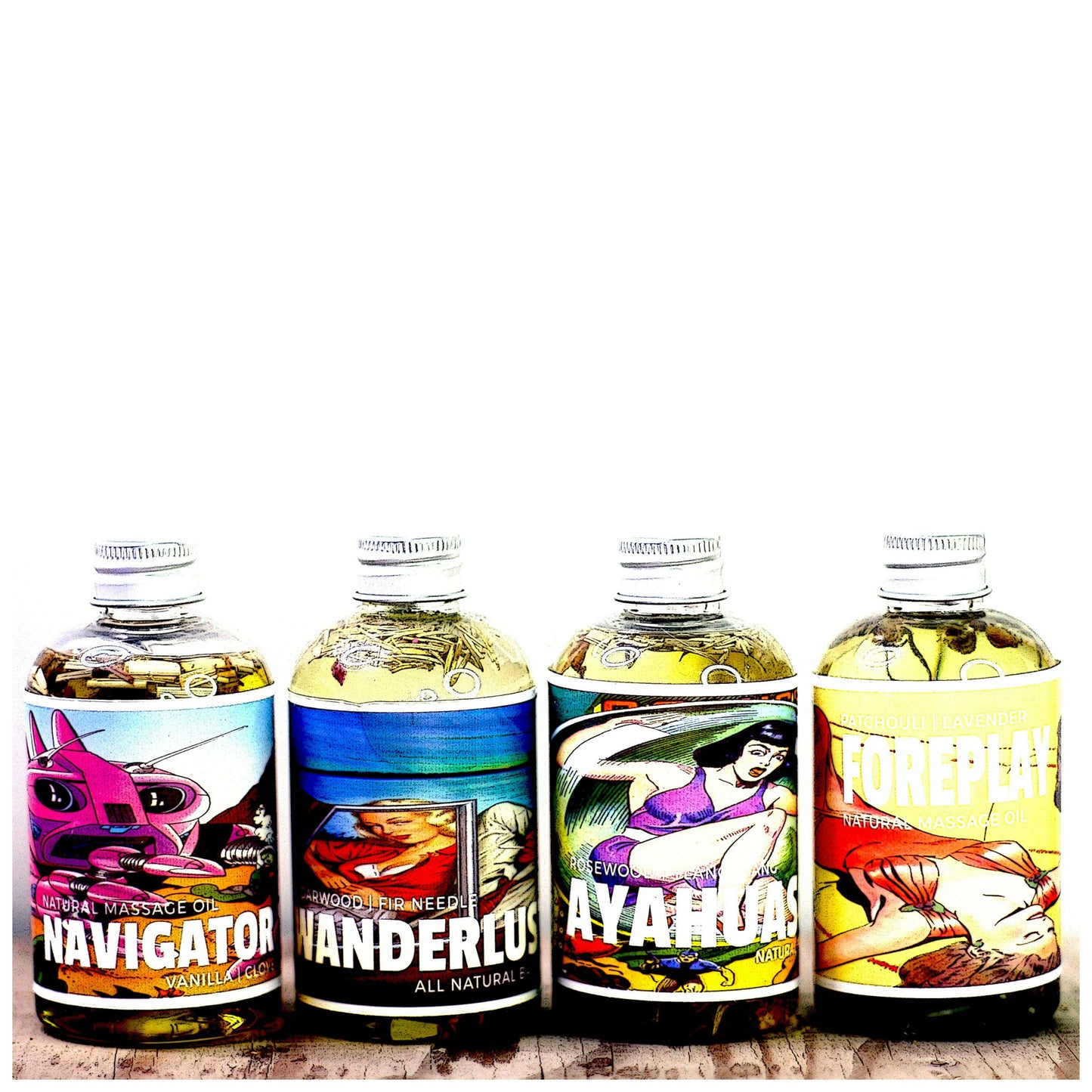 Set of 4 Bath Oils with Labels