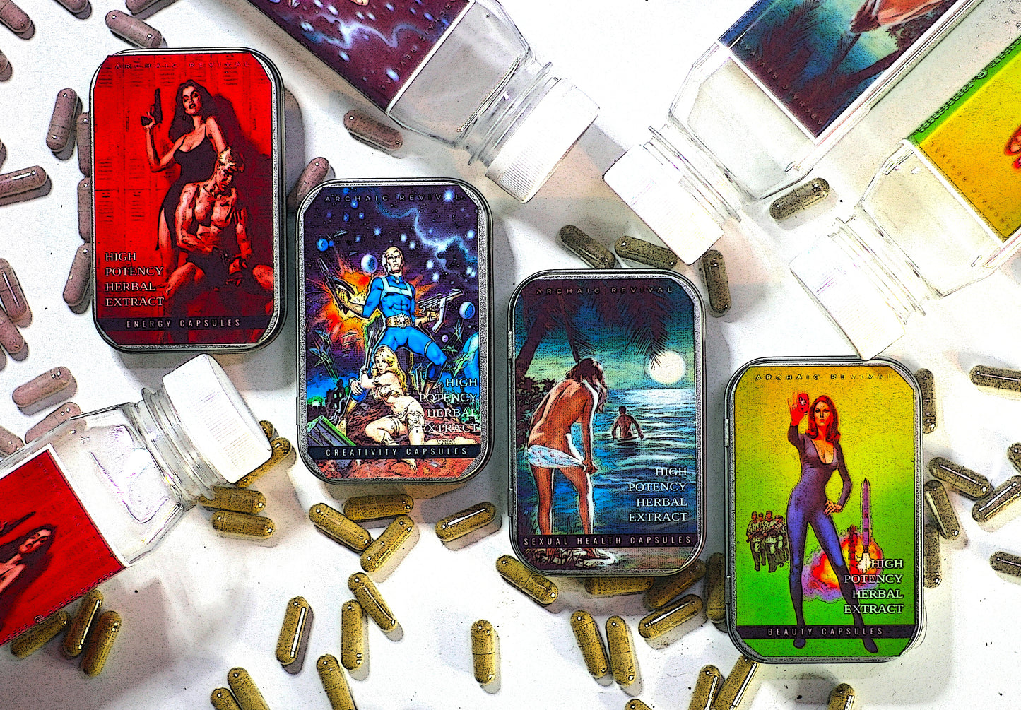 An Overhead Shot of Capsule Packaging