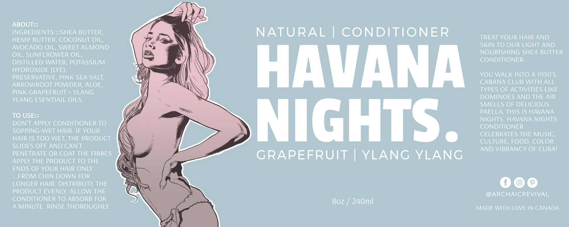 Full length label for Lady's Organic Hair Conditioner. 