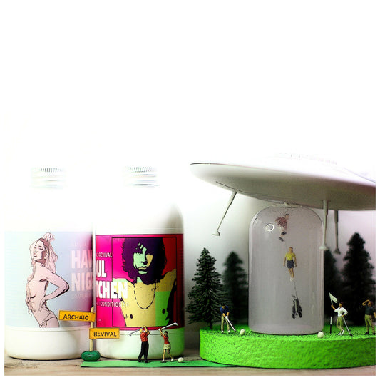 His and Hers Butter Hair Conditioner Set with Ho Scale Diorama by Archaic Revival
